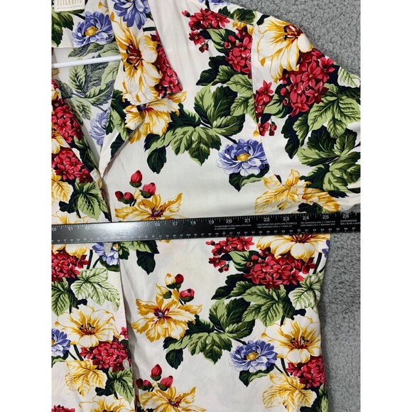 ELISABETH by LIZ CLAIBORNE 16 Vibrant Colorful Floral Collared Blouse Top Shirt - Picture 7 of 9